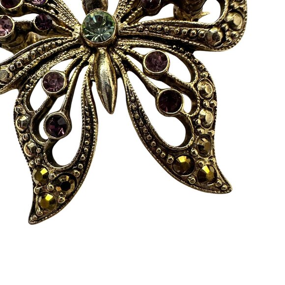 Gold Rhinestone Butterfly Pin - Picture 5 of 8